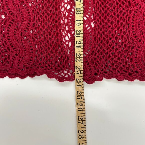 VTG Red Y2K TanJay Crochet Knit Button Front Fairy Cardigan Long Sleeve Sz Large - Picture 9 of 10